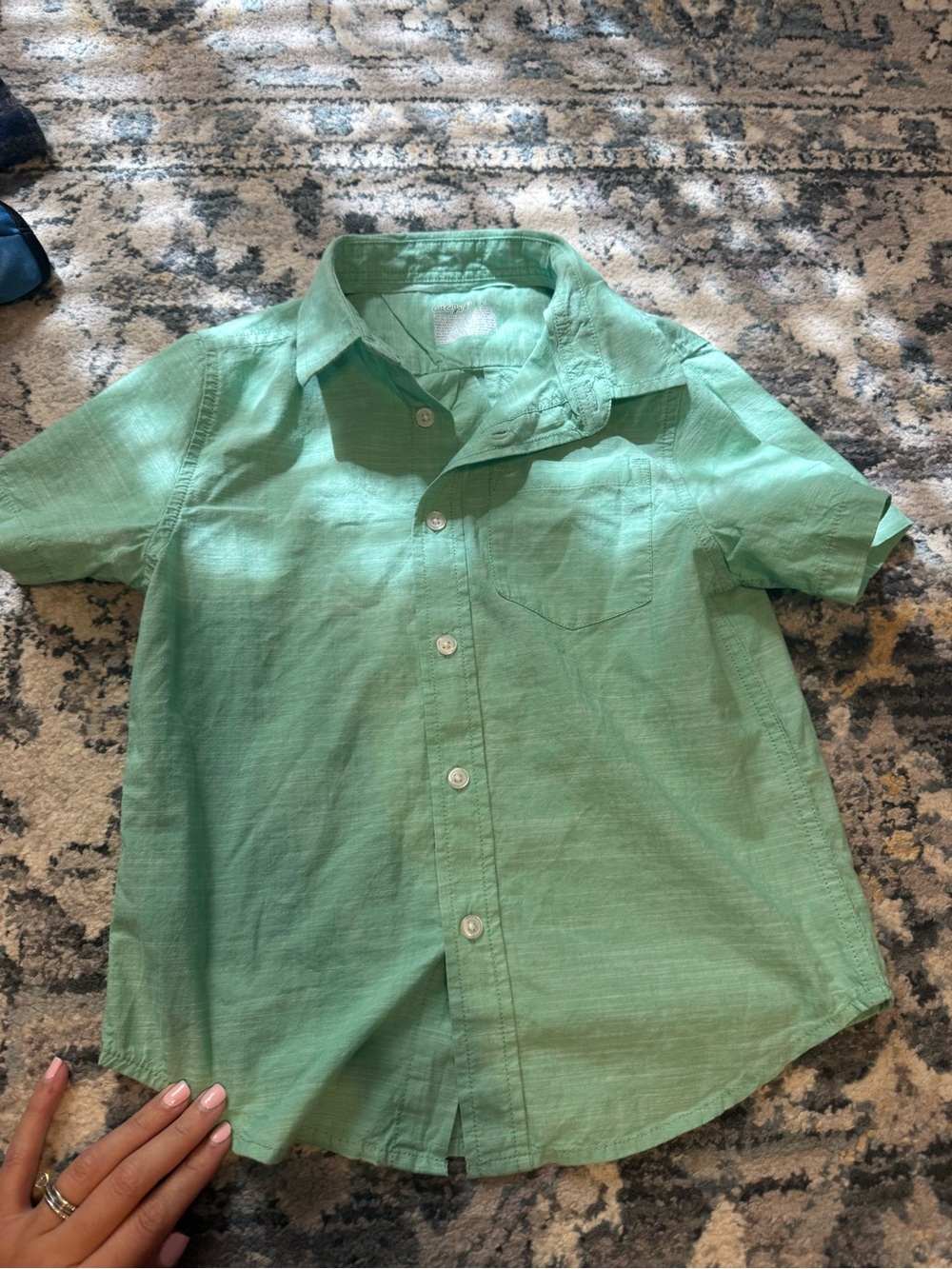 Cat & Jack Mint Green Short Sleeve Button-Down Shirt